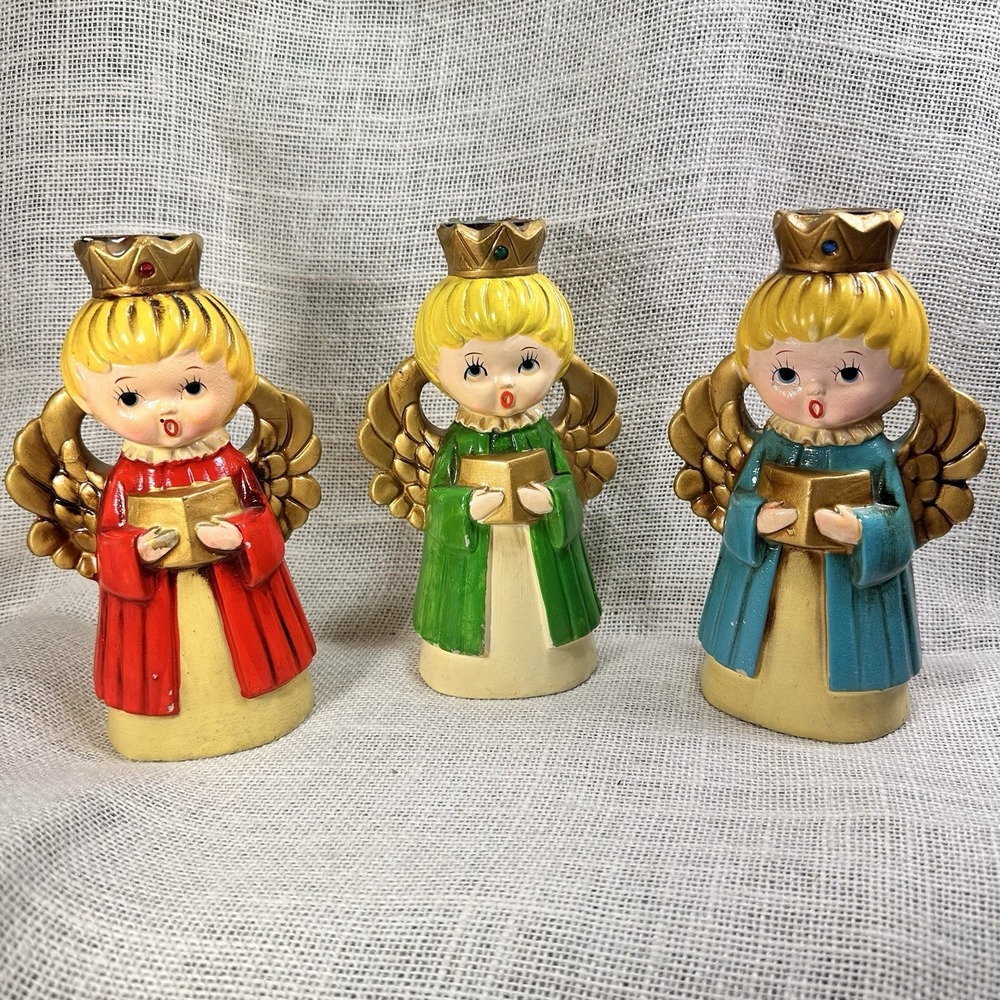 ARDCO Japan Choir Angel Figurines Set 3 Christmas Crown Singing Vintage